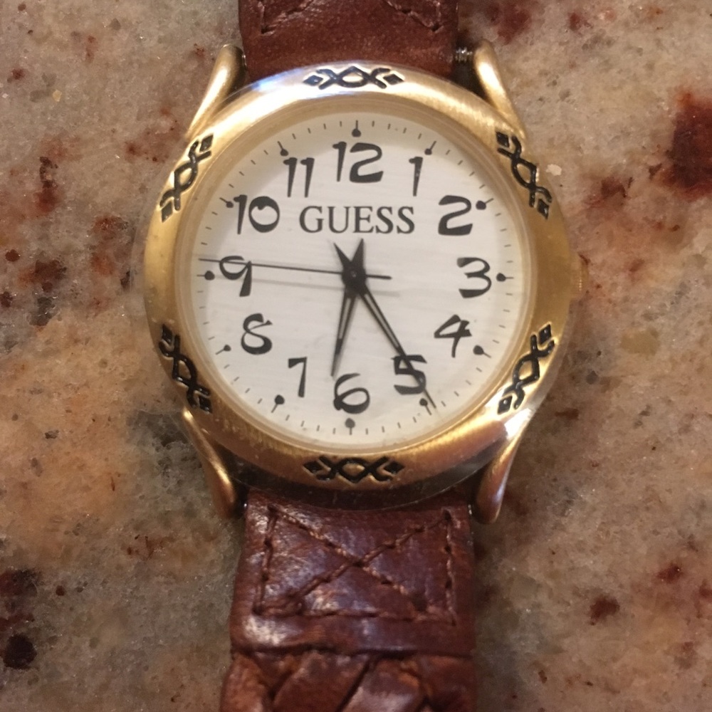 Boho Guess braided brown leather watch